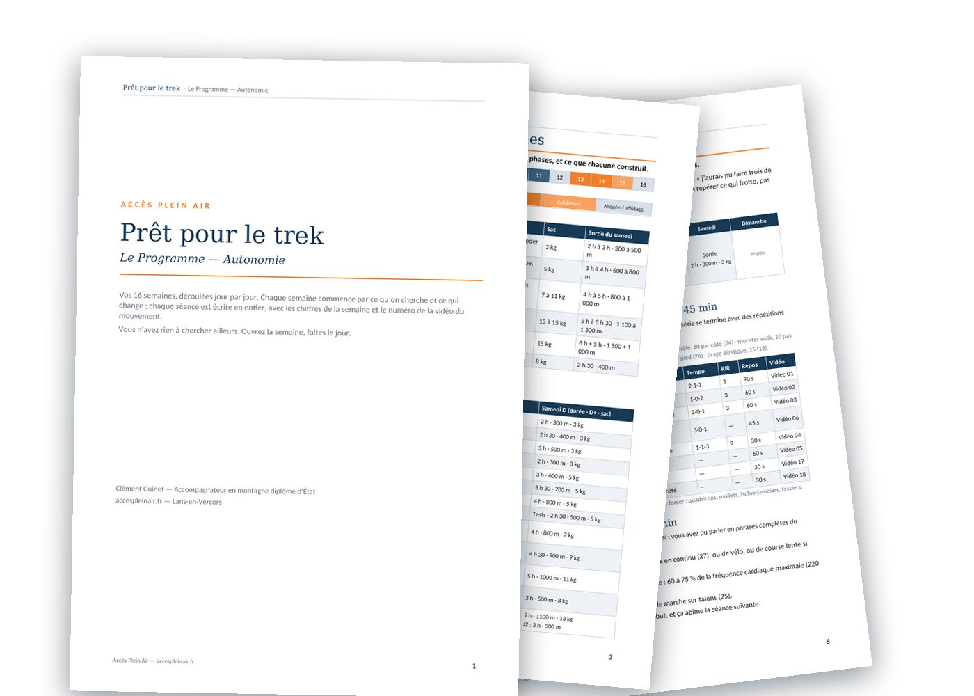 Le Programme — couverture, semaine 1, week-end de validation